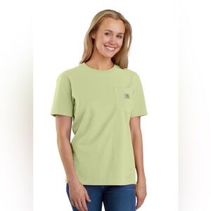 Carhart loose fit heavyweight short sleeve pocket shirt with logo lime NWT S